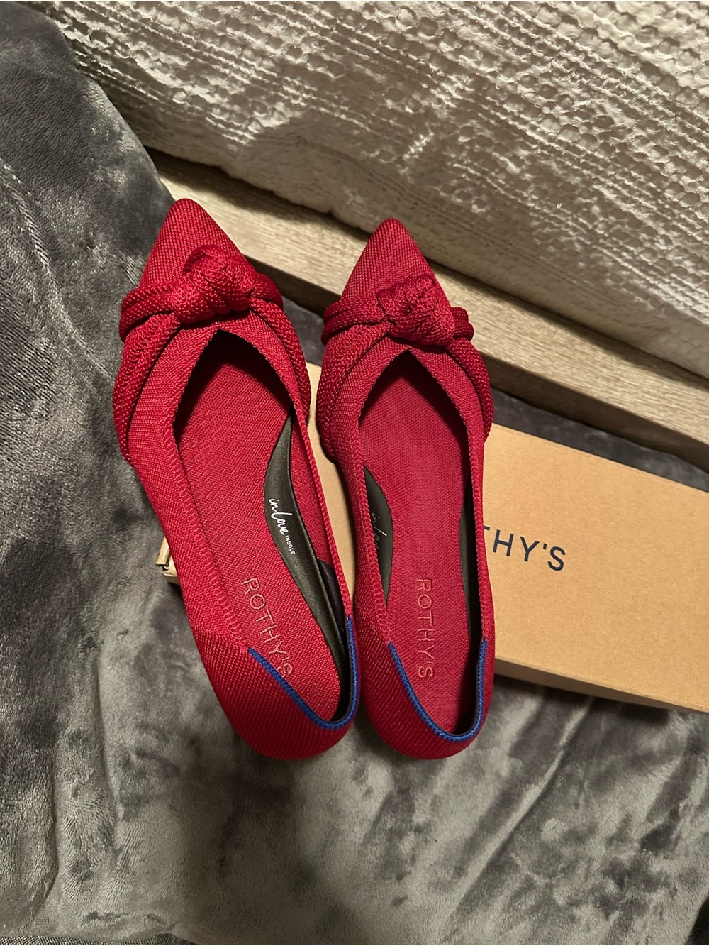 Rothy's Red Pointed Knot Ballet Flats